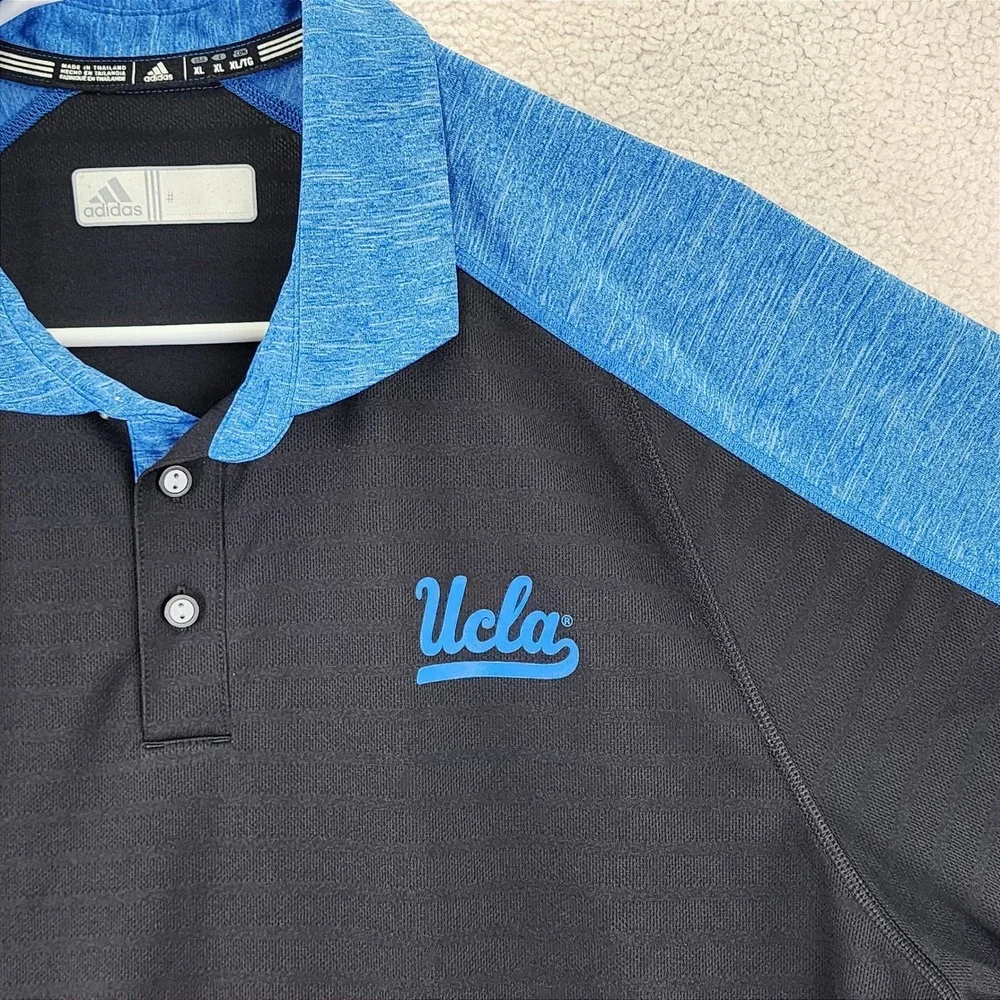 Adidas‎ UCLA Bruins Polo Shirt Men's XL Black Blue Climalite Short Sleeve